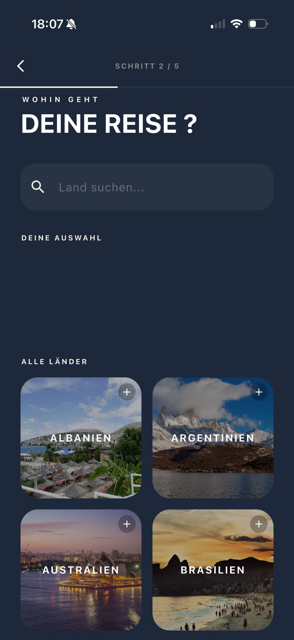 Schritt 2 – Länder wählen