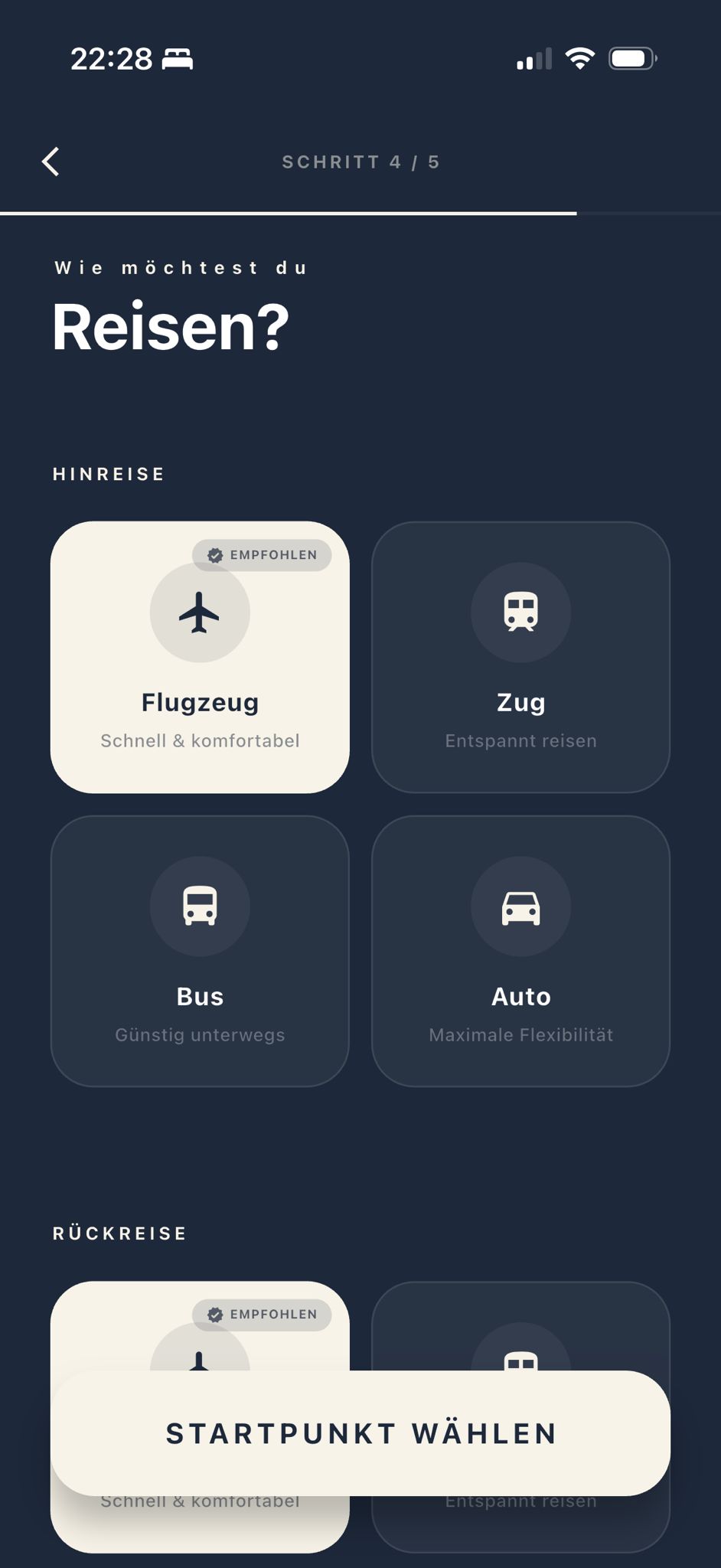 Schritt 4 – Transport wählen